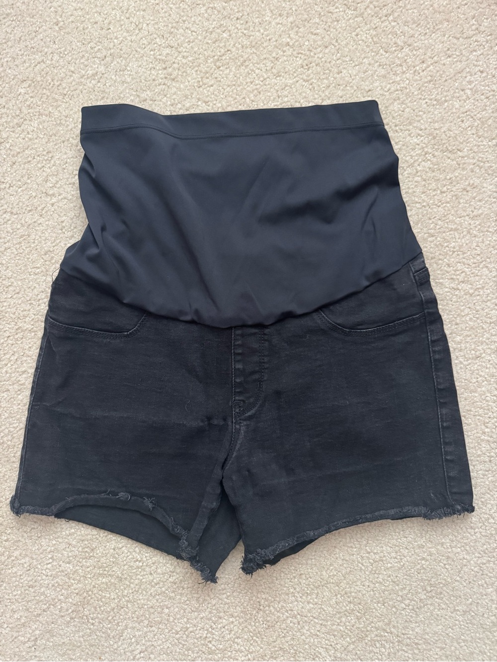 Just U.S.A. Black Maternity Denim Shorts Size 27 Stretch Belly Panel